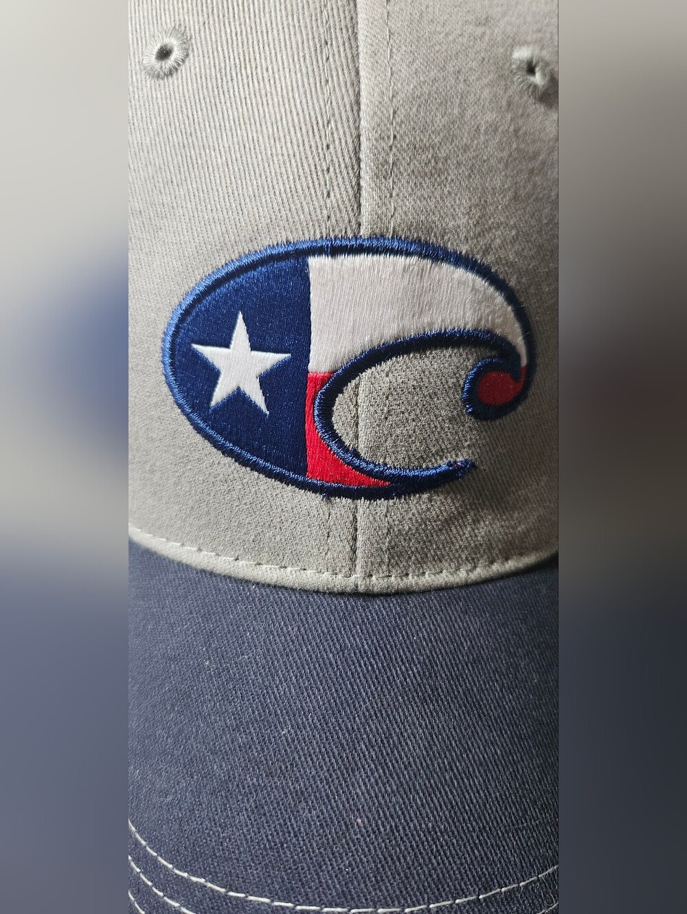 Costa Navy Trucker Hat with White Embroidered Texas Flag Color Logo - Picture 3 of 6